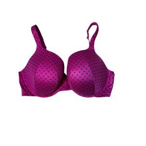 Cacique Bra Intuition Full Coverage Size 42DD Hot Pink Hearts T Shirt Underwire
